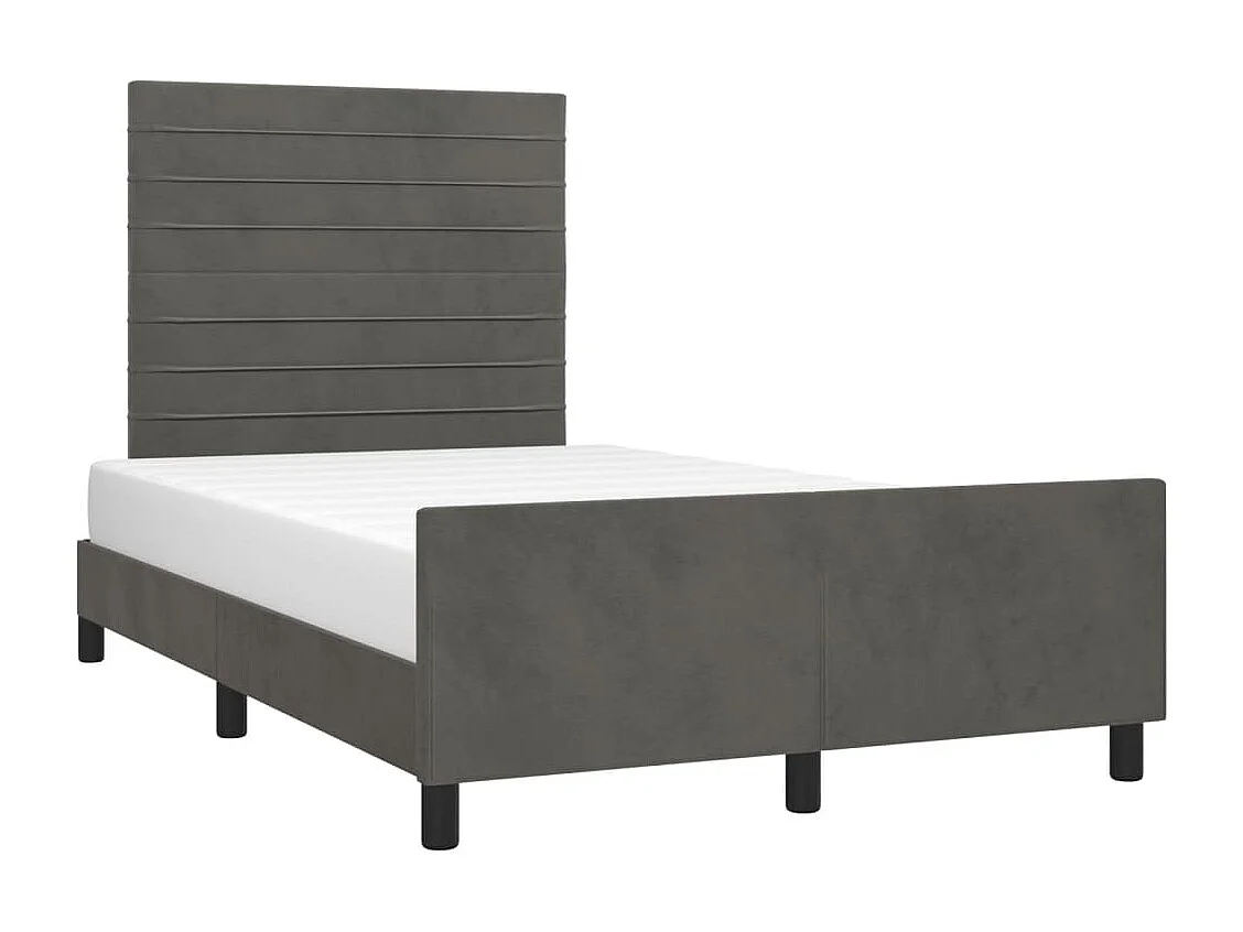 Lit simple | Lit adulte, enfant | Cadre de lit gris foncé 120x190 cm velours