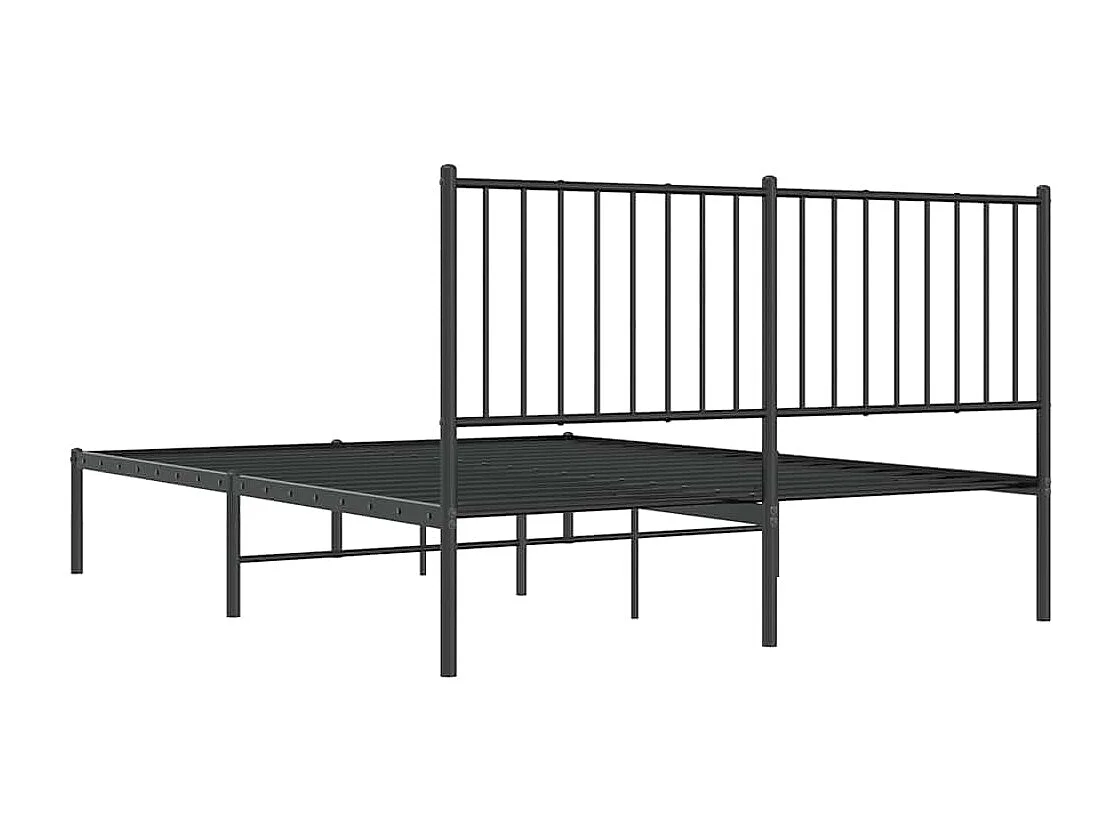 Lit double | Lit adulte | Cadre de lit métal avec tête de lit noir 135x190cm