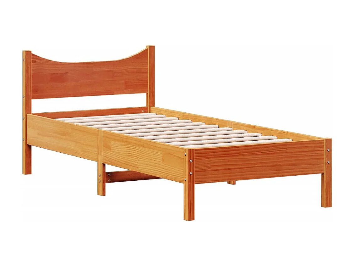 Lit simple | Lit adulte, enfant | Cadre de lit cire marron 90x190 cm bois pin massif