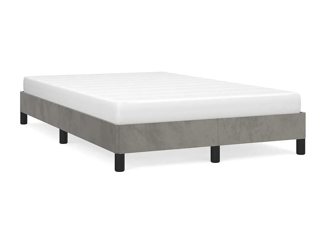 Lit simple | Lit adulte, enfant | Cadre de lit gris clair 120x200 cm velours