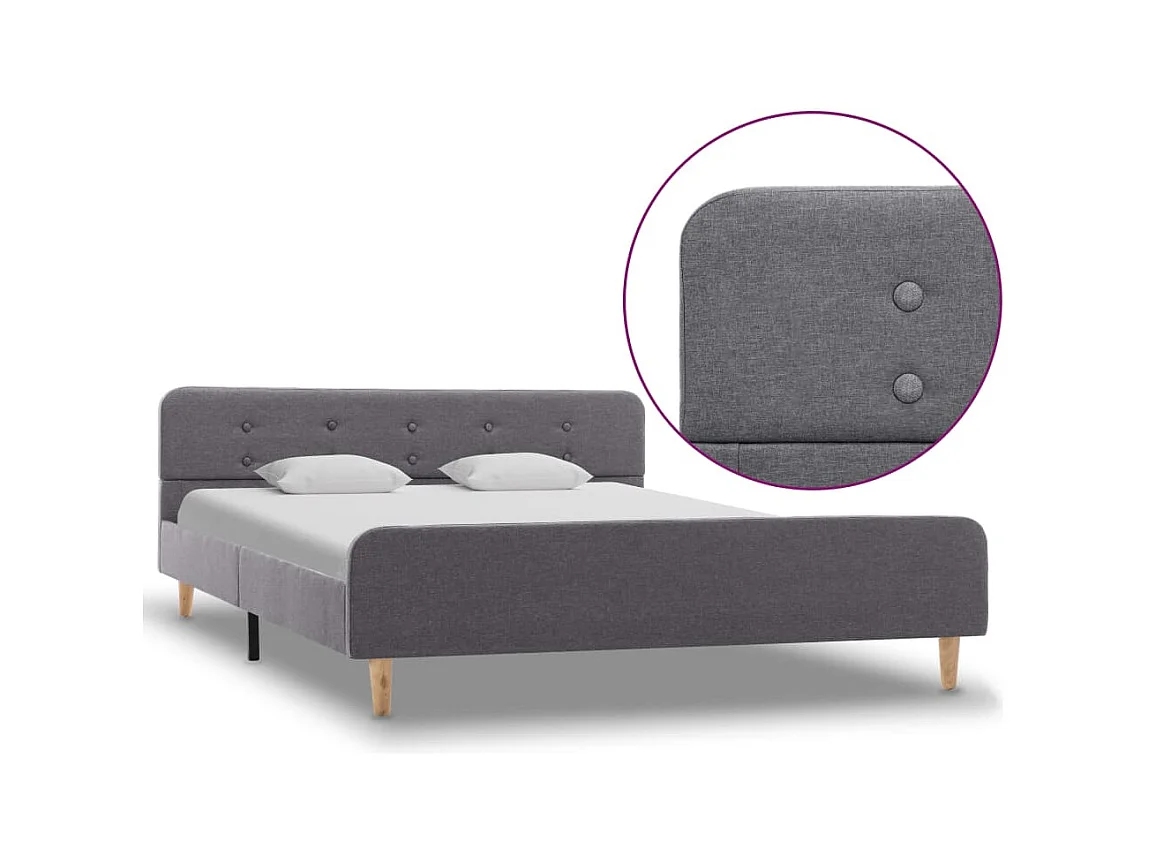 Letto per adulti | Letto matrimoniale | Giroletto Grigio Chiaro in Tessuto 160x200 cm