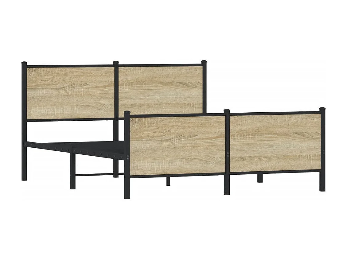 Lit double | Lit adulte | Cadre de lit en métal chêne sonoma 137x190 cm