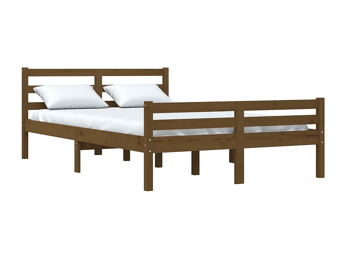 Lit double | Lit adulte | Cadre de lit marron miel bois massif 150x200 cm