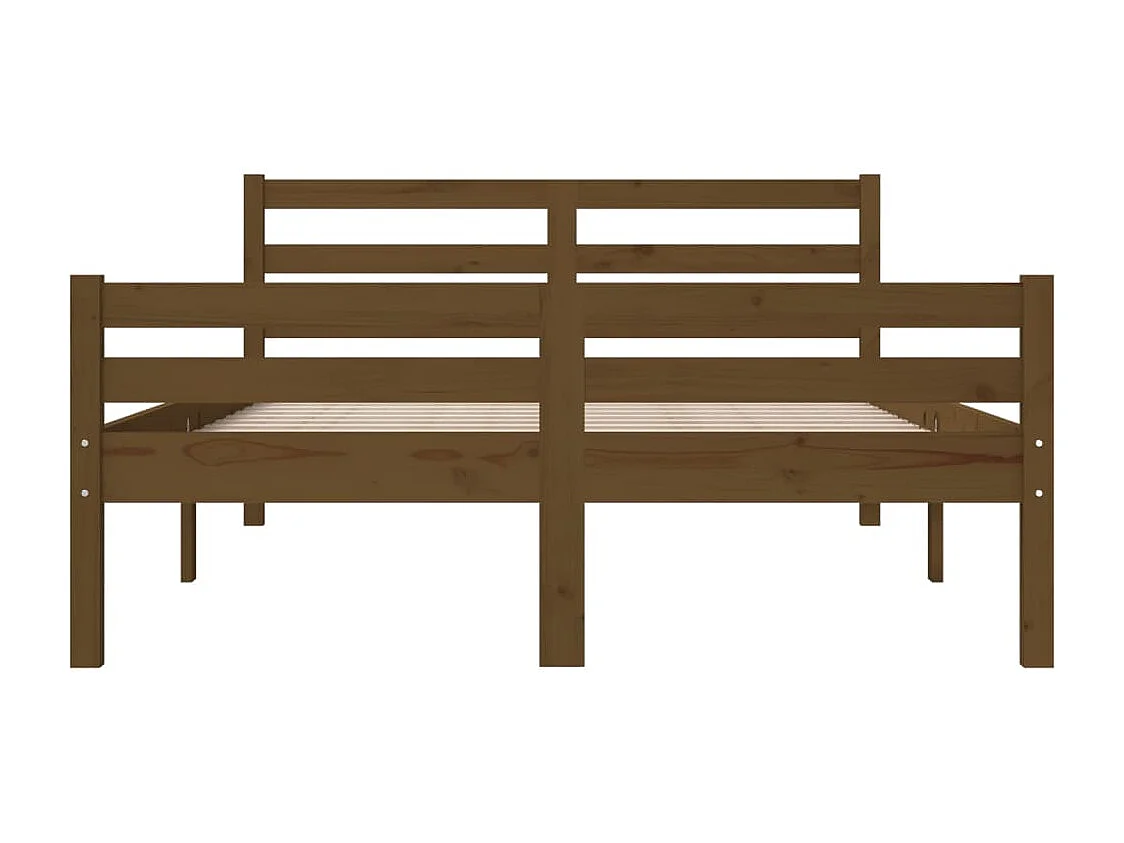 Lit double | Lit adulte | Cadre de lit marron miel bois massif 150x200 cm