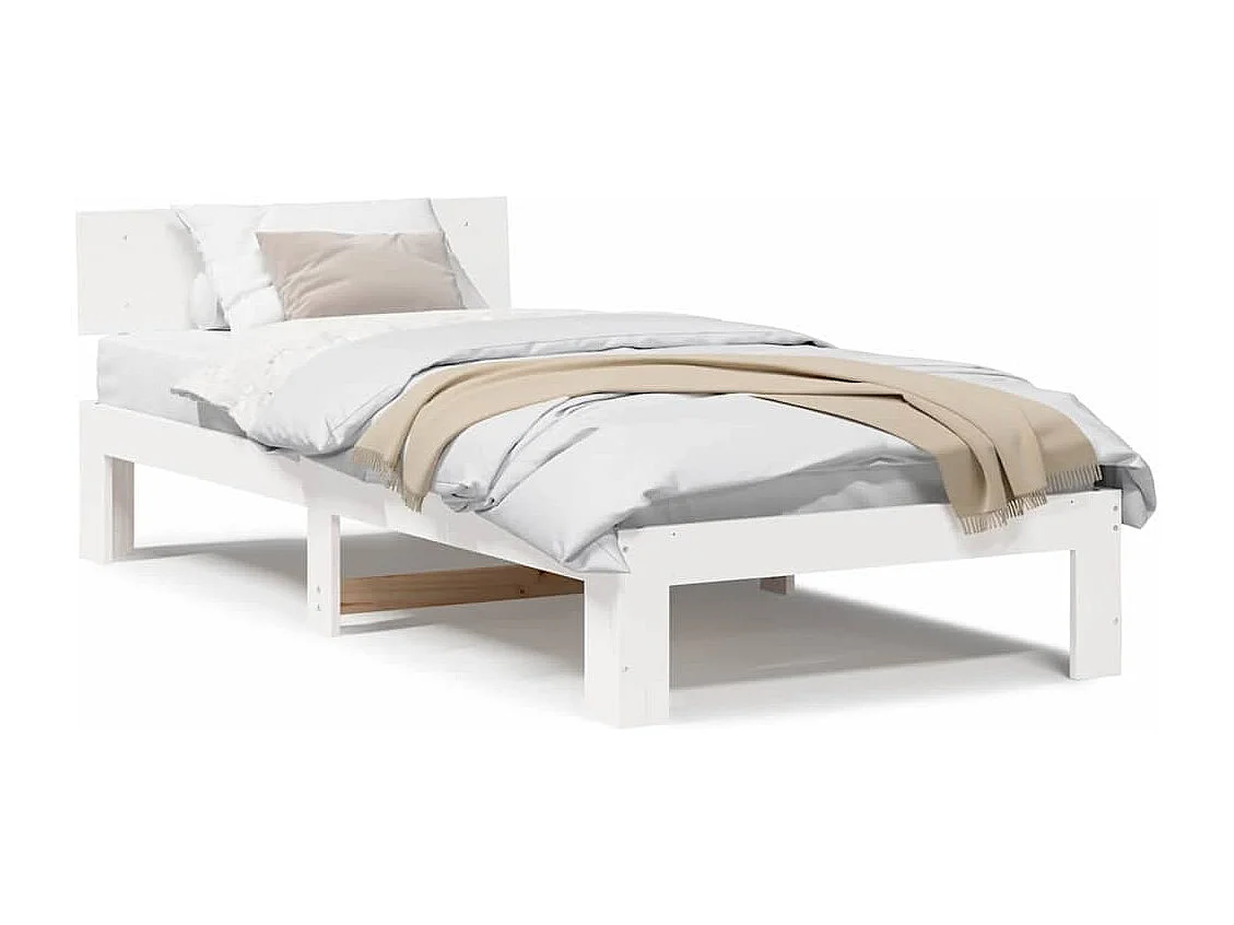 Lit simple | Lit adulte, enfant | Cadre de lit Blanc 100x200 cm Bois de pin massif