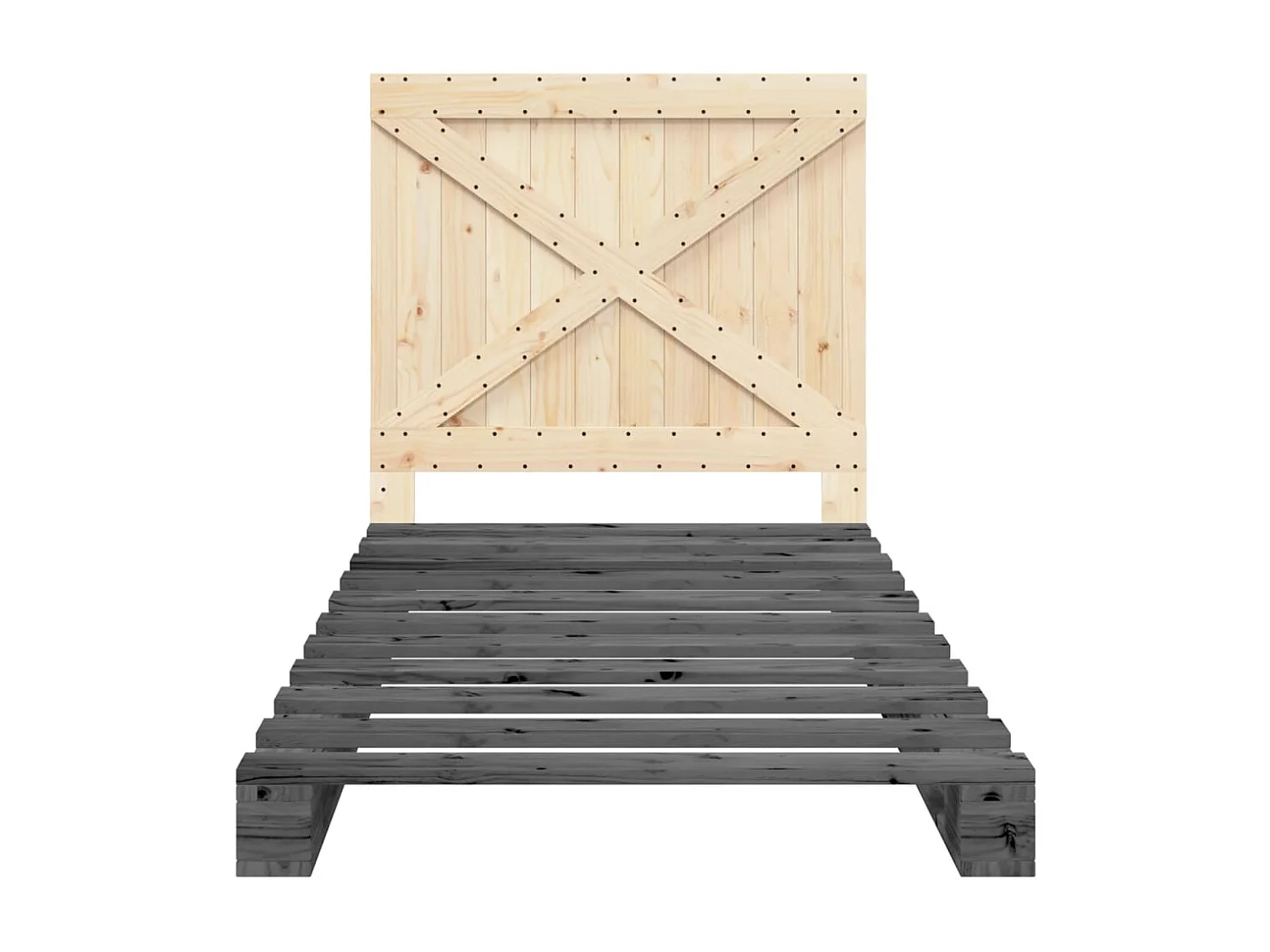 Lit simple | Lit adulte, enfant | Cadre de lit gris 100x200 cm bois massif de pin