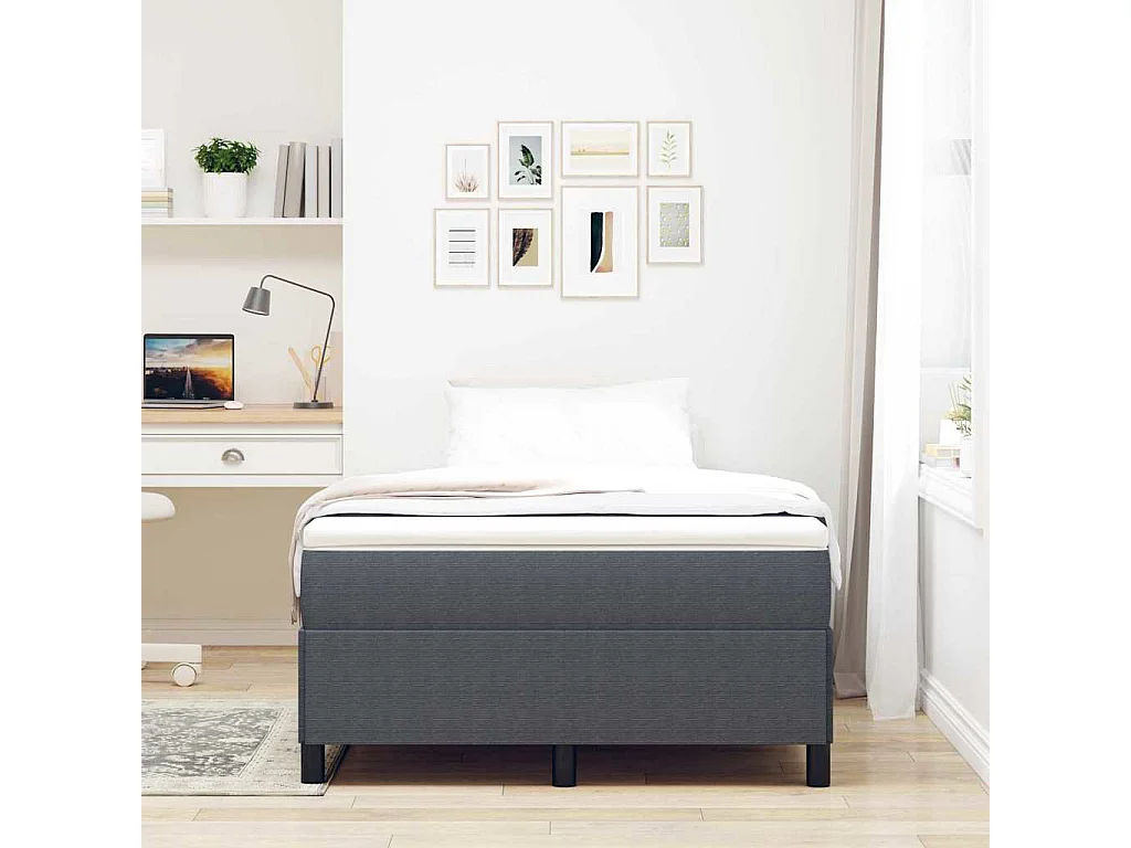 Lit simple | Lit adulte, enfant | Cadre de lit Gris foncé 120x190 cm Tissu en velours côtelé