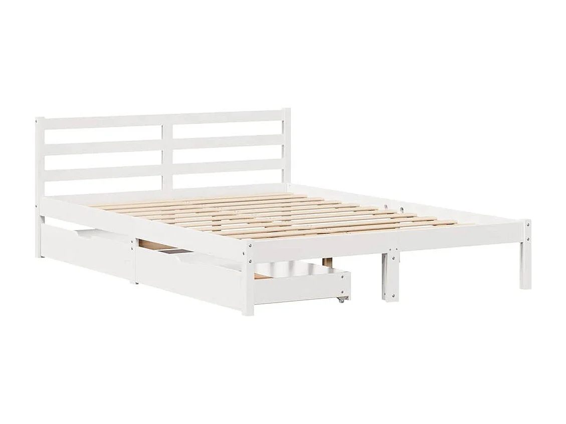 Lit double | Lit adulte | Cadre de lit blanc 160x200 cm bois de pin massif