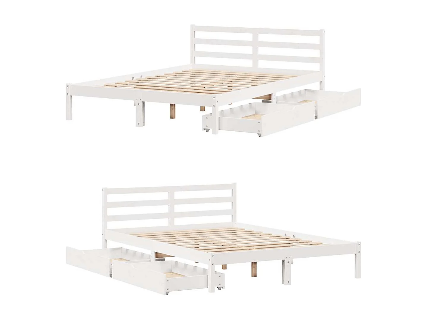 Lit double | Lit adulte | Cadre de lit blanc 160x200 cm bois de pin massif