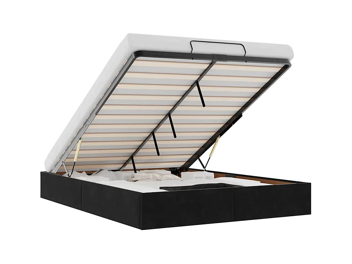 Lit double | Lit adulte | Cadre de lit ottoman noir 140x190 cm velours