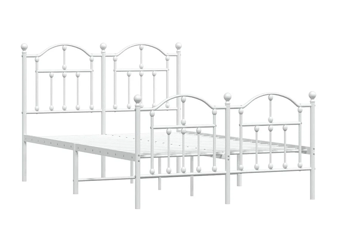 Lit simple | Lit adulte, enfant | Cadre de lit métal et pied de lit blanc 120x200 cm