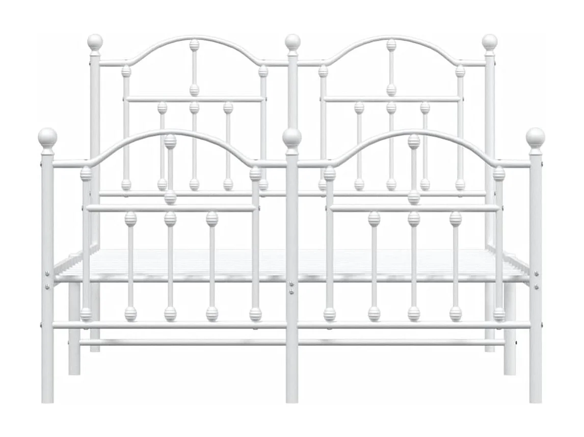 Lit simple | Lit adulte, enfant | Cadre de lit métal et pied de lit blanc 120x200 cm