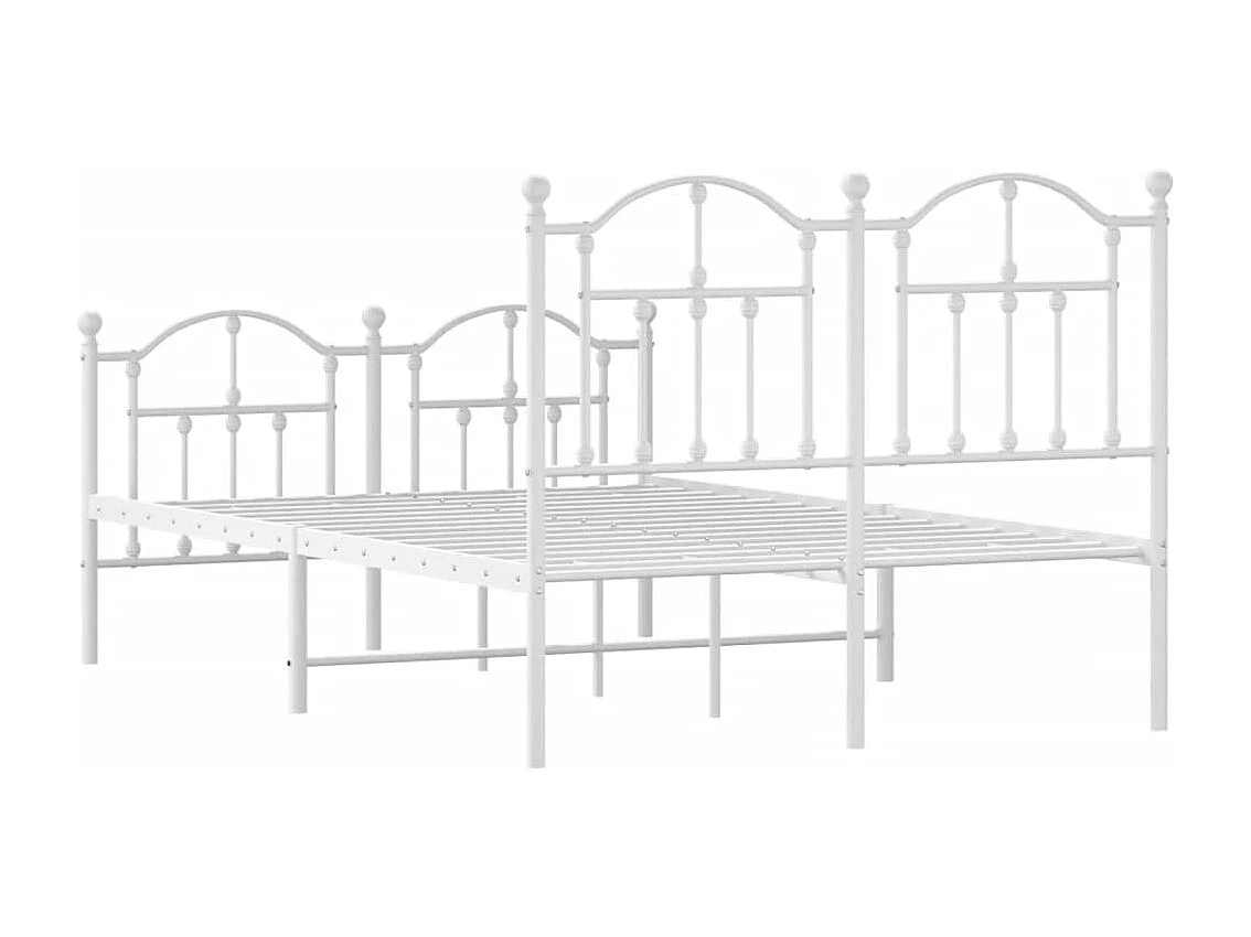 Lit simple | Lit adulte, enfant | Cadre de lit métal et pied de lit blanc 120x200 cm