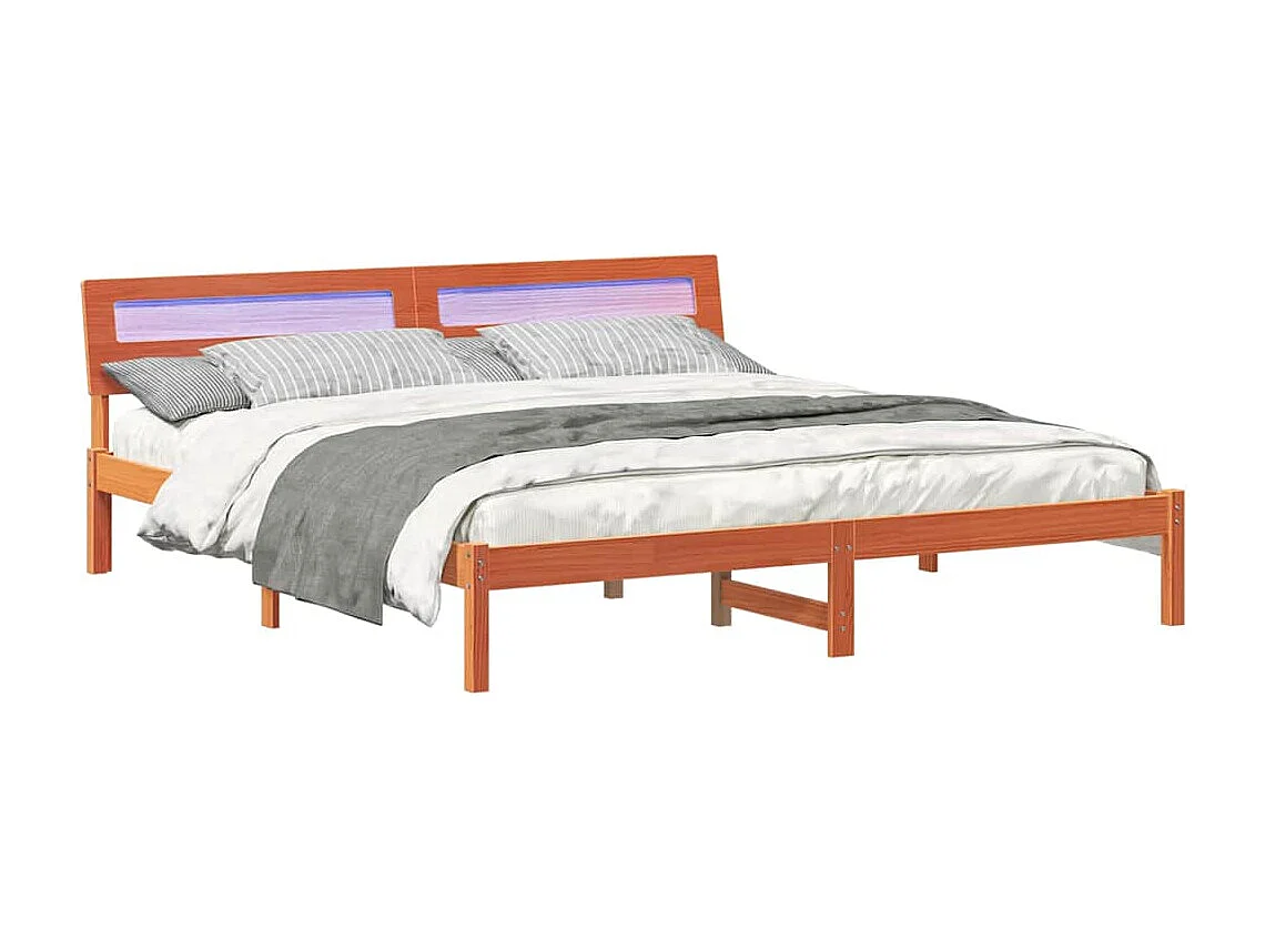 Lit double | Lit adulte | Cadre de lit Marron cire 180x200 cm Bois massif en pin