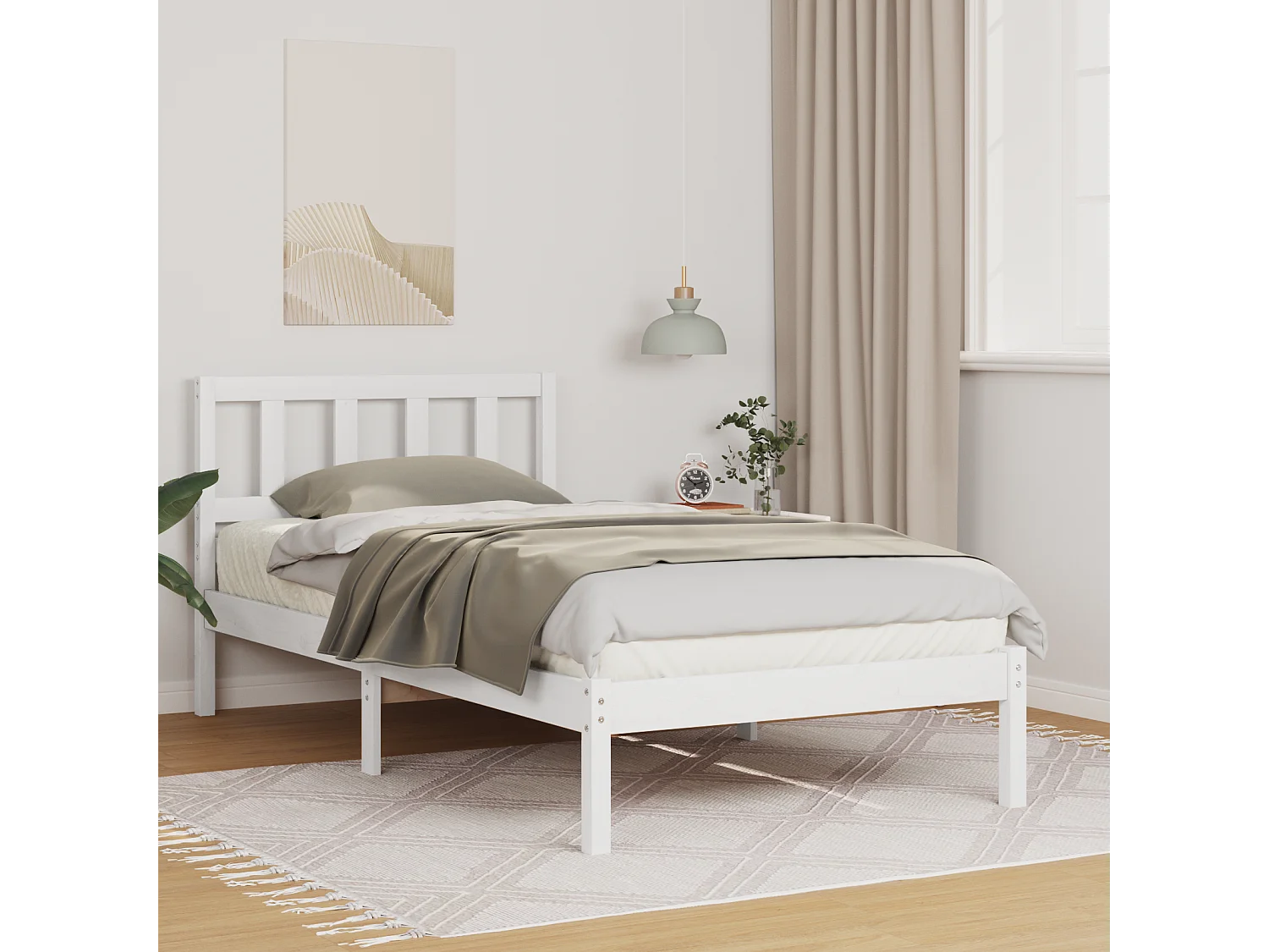 Lit simple | Lit adulte, enfant | Cadre de lit Marron 100x200 cm Bois massif en pin