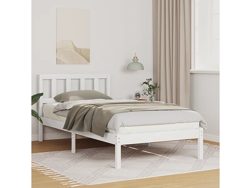 Lit simple | Lit adulte, enfant | Cadre de lit Marron 100x200 cm Bois massif en pin