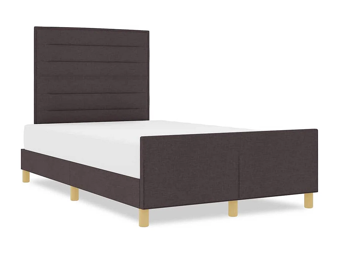Lit double | Lit adulte | Cadre de lit avec tête de lit Marron foncé 140x190 cm tissu