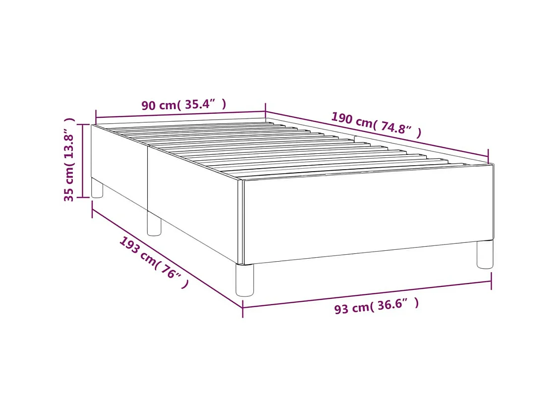 Lit simple | Lit adulte, enfant | Cadre de lit bleu 90x190 cm tissu