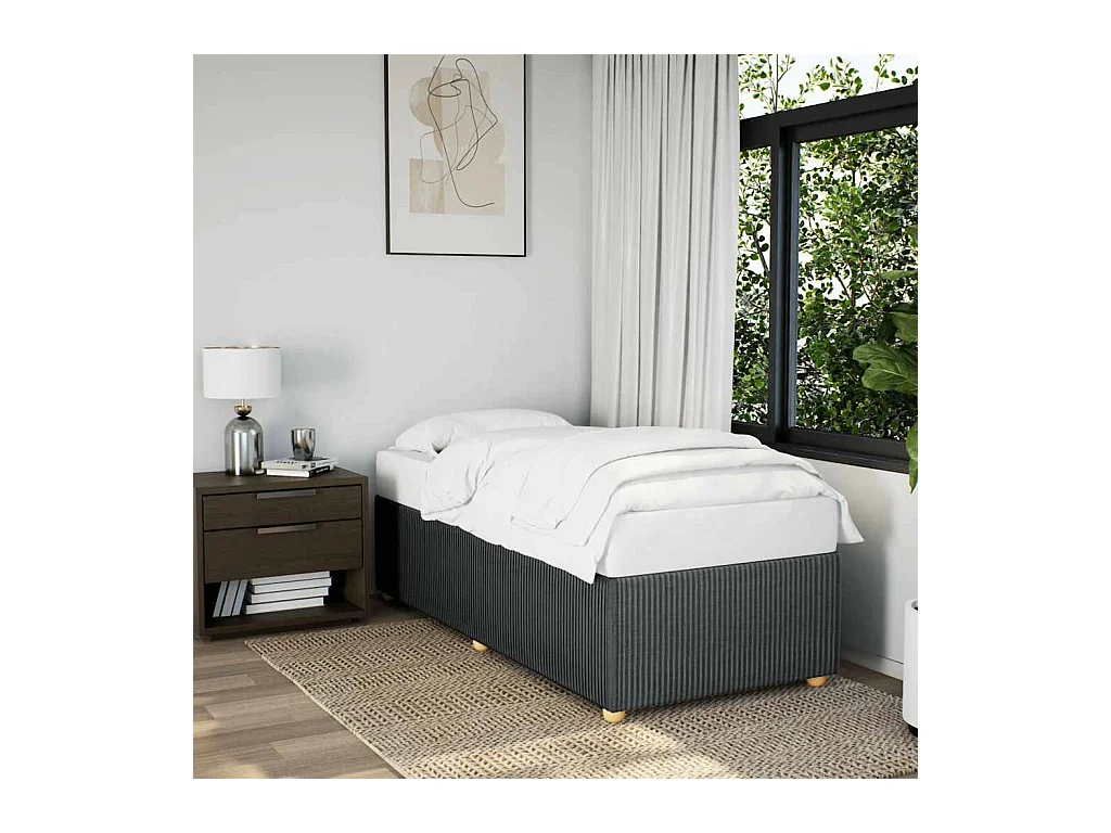Lit simple | Lit adulte, enfant | Cadre de lit gris foncé 90x200 cm tissu