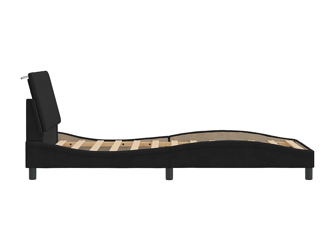 Lit simple | Lit adulte, enfant | Cadre de lit avec LED noir 90x200 cm velours