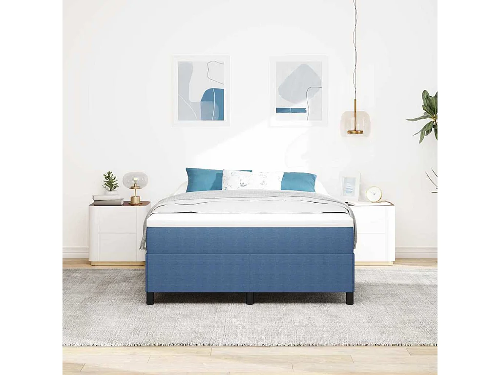 Lit double | Lit adulte | Cadre de lit Bleu 140x190 cm Tissu en velours côtelé