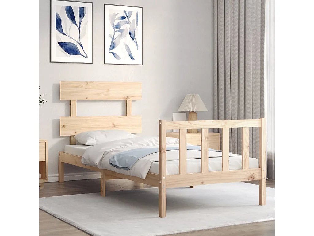 Lit simple | Lit adulte, enfant | Cadre de lit 90x200 cm bois de pin massif