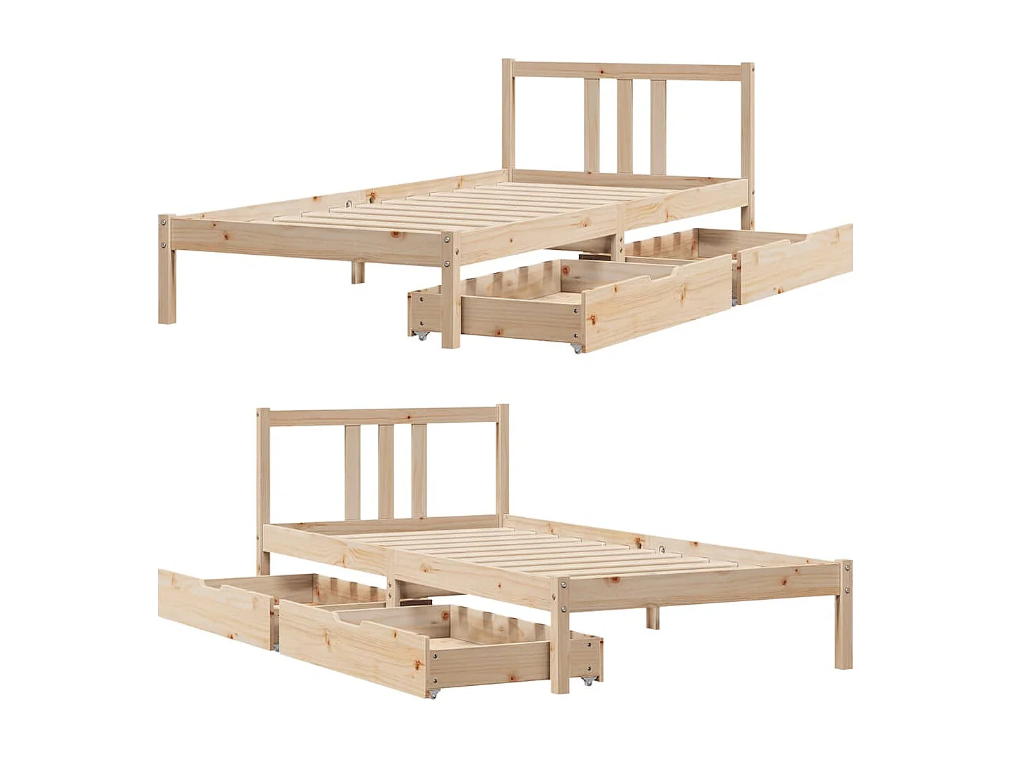 Lit simple | Lit adulte, enfant | Cadre de lit 90x190 cm bois de pin massif