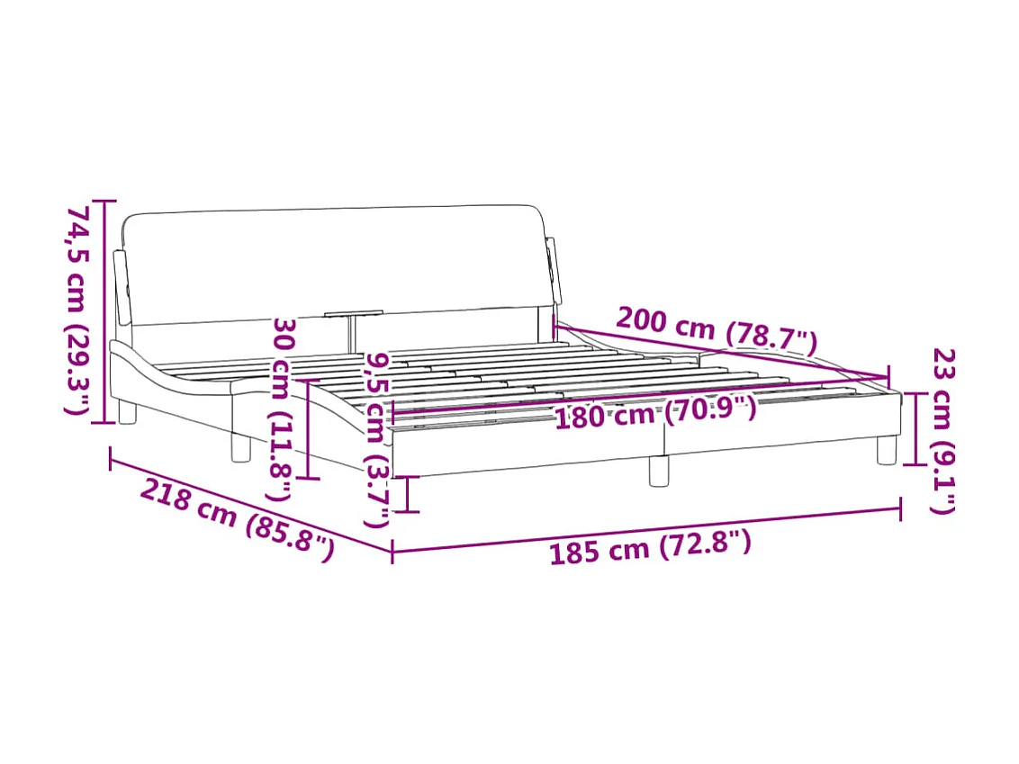 Lit double | Lit adulte | Cadre de lit marron 180x200 cm similicuir