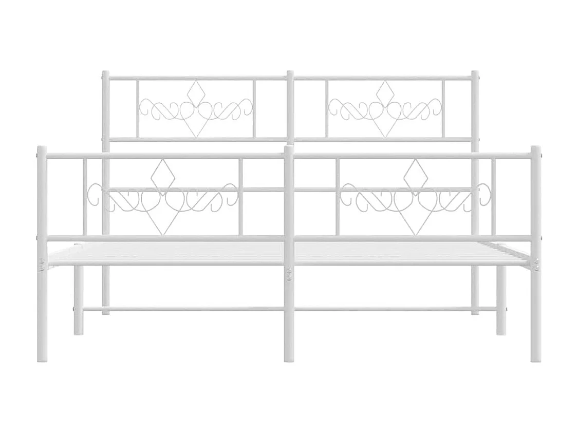 Lit double | Lit adulte | Cadre de lit métal et pied de lit blanc 150x200 cm