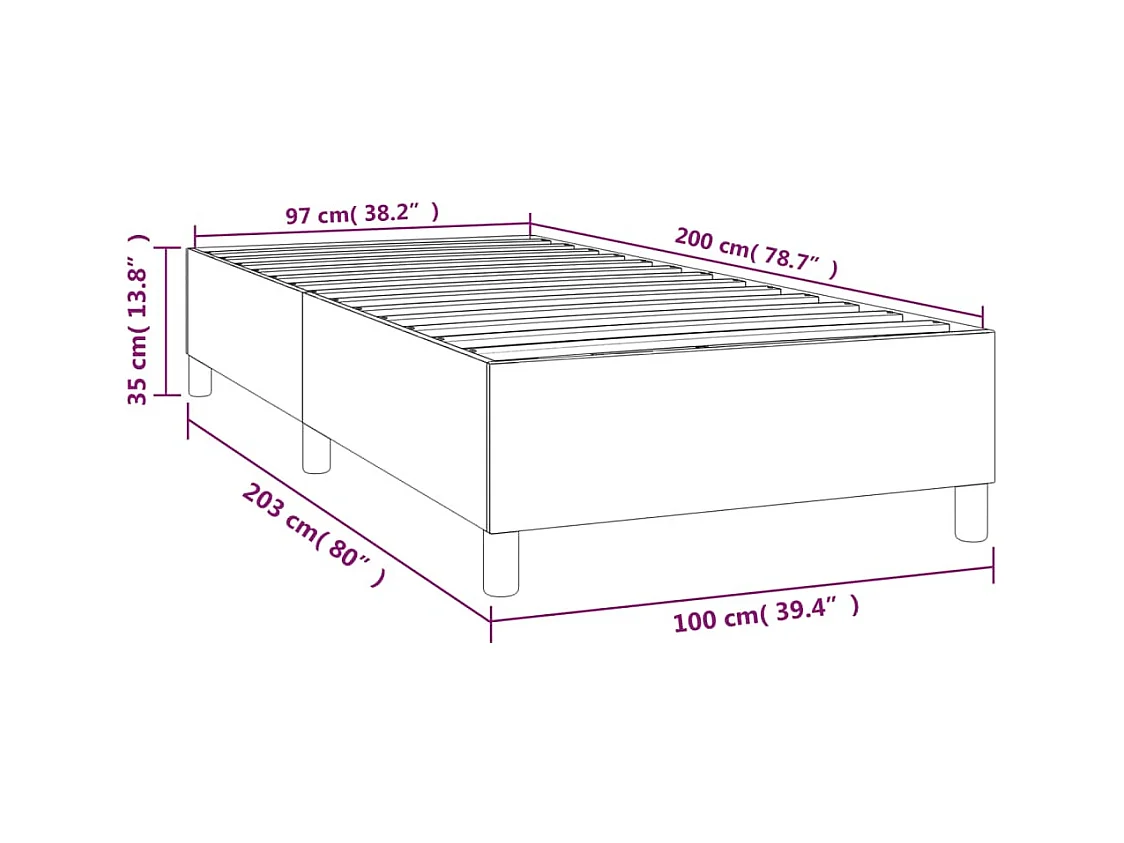 Lit simple | Lit adulte, enfant | Cadre de lit bleu foncé 100x200 cm velours
