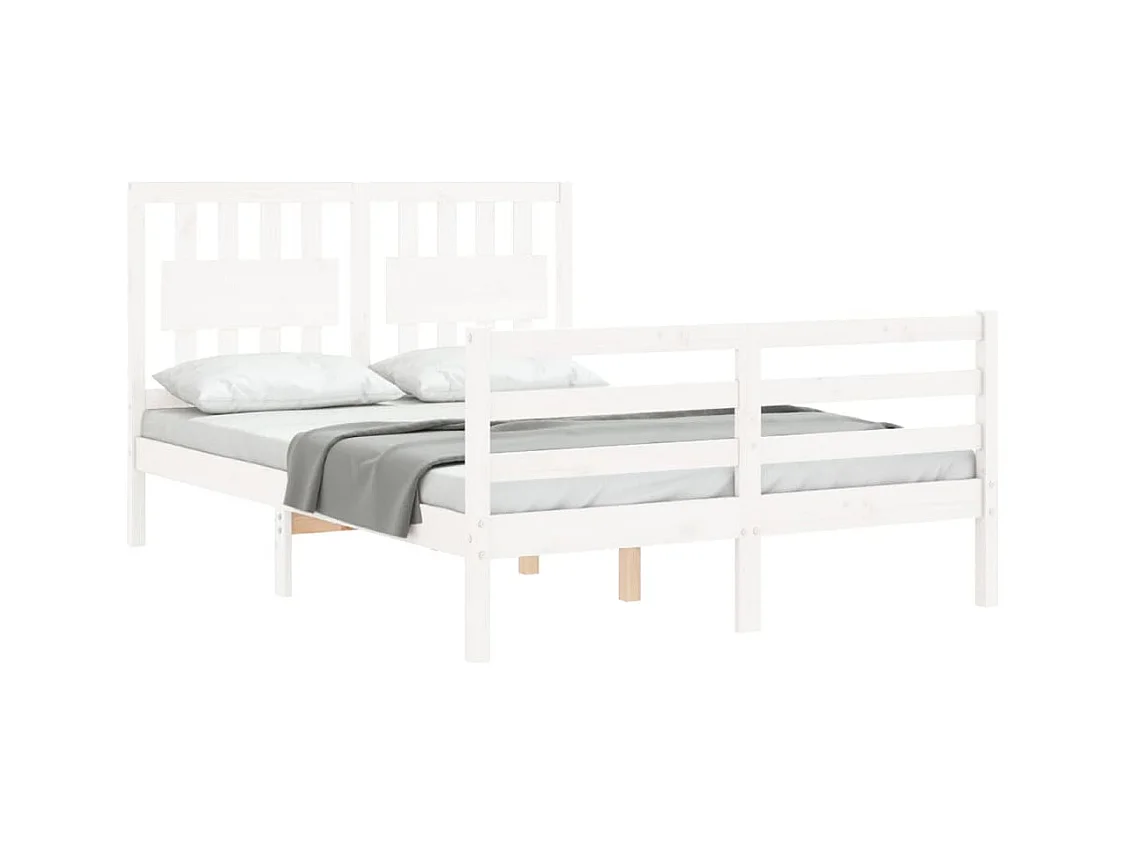 Lit simple | Lit adulte, enfant | Cadre de lit blanc bois massif 120x190 cm