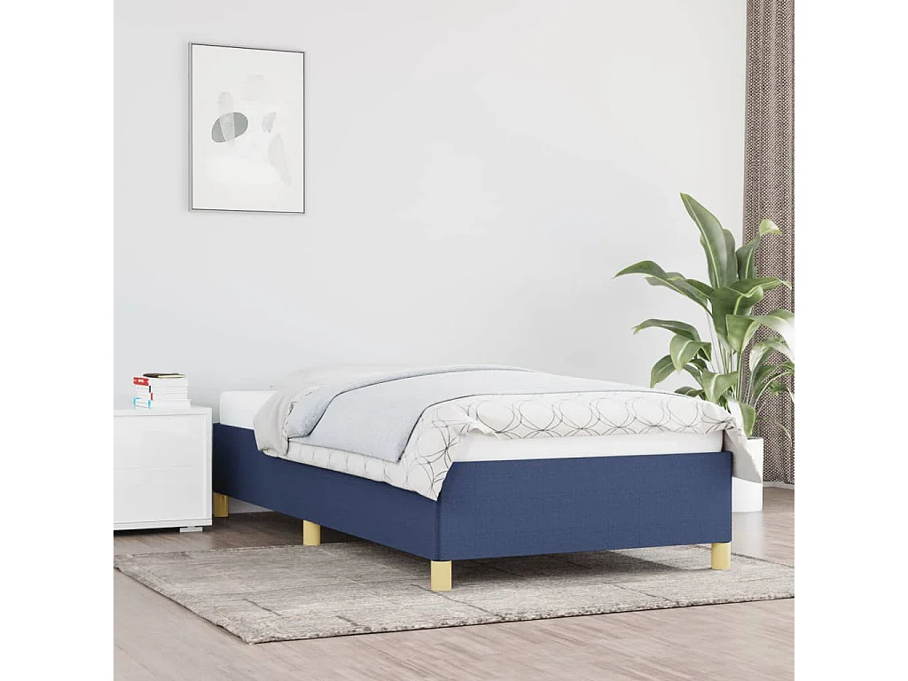 Lit simple | Lit adulte, enfant | Cadre de lit bleu 100x200 cm tissu