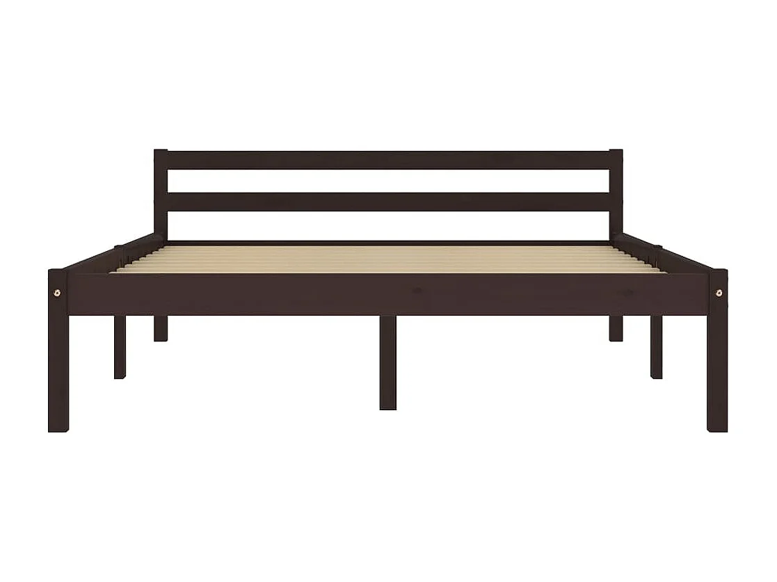 Lit double | Lit adulte | Cadre de lit marron foncé pin massif 140x200 cm