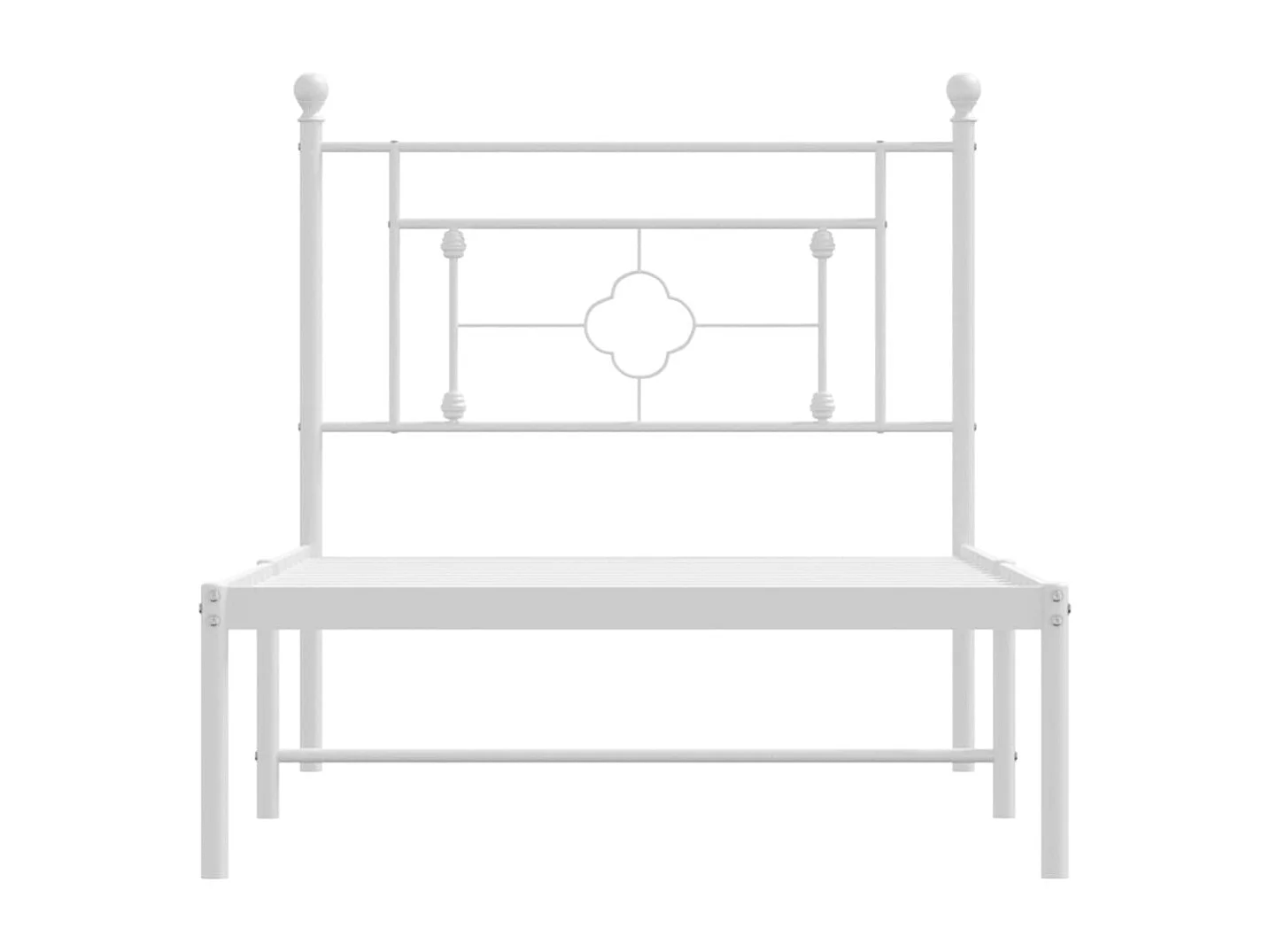 Lit simple | Lit adulte, enfant | Cadre de lit métal avec tête de lit blanc 90x200cm