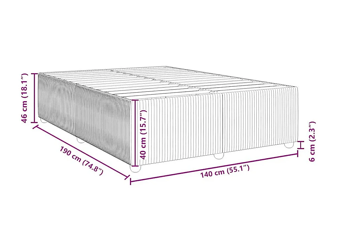 Lit double | Lit adulte | Cadre de lit bleu 140x190 cm tissu