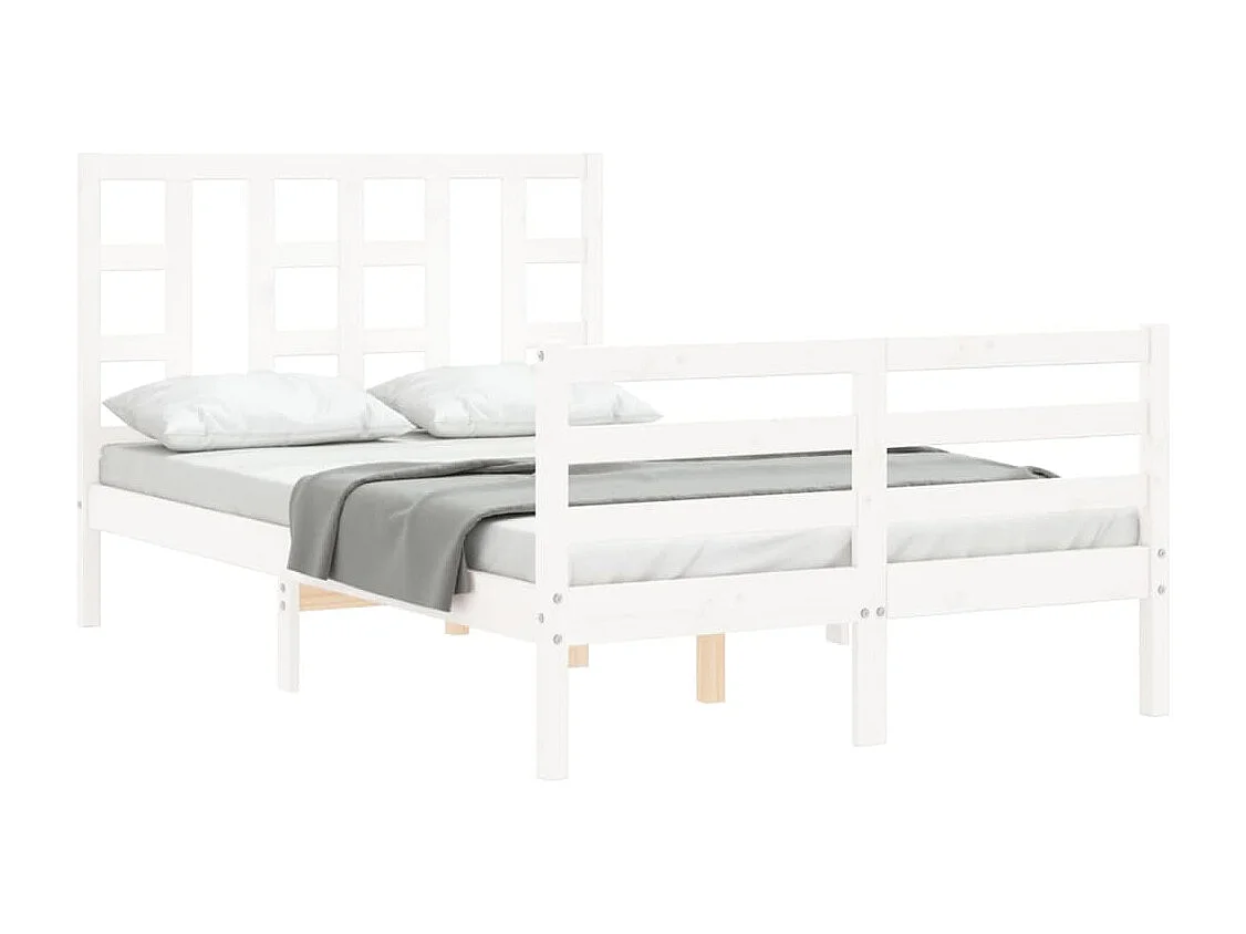 Lit simple | Lit adulte, enfant | Cadre de lit blanc bois de pin massif 120x190 cm