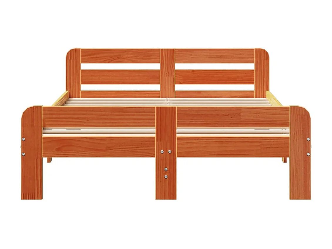 Lit double | Lit adulte | Cadre de lit cire marron 200x200cm bois pin massif