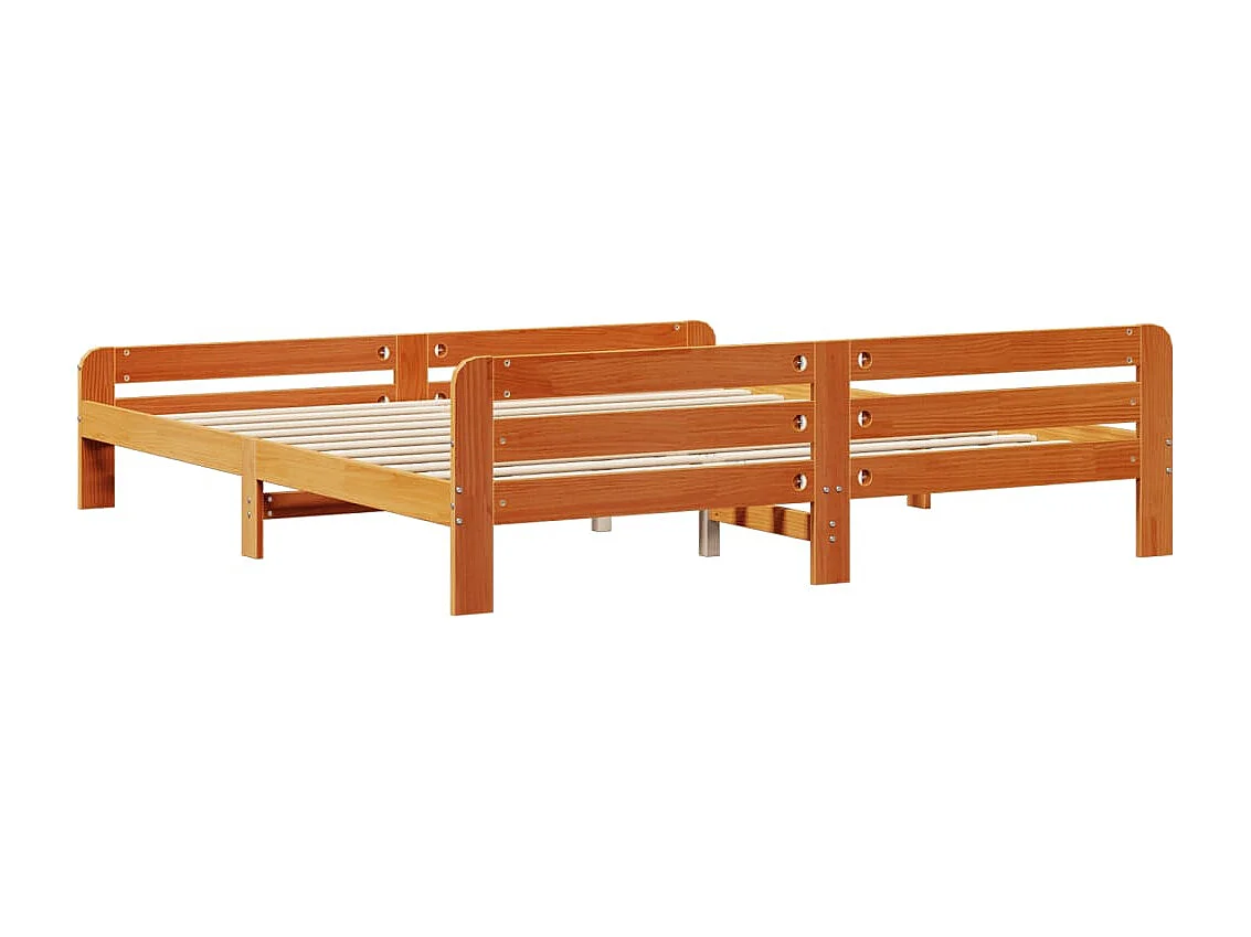 Lit double | Lit adulte | Cadre de lit cire marron 200x200cm bois pin massif