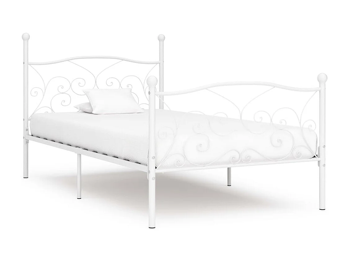 Lit simple | Lit adulte, enfant | Cadre de lit avec sommier à lattes métal 90x200 cm