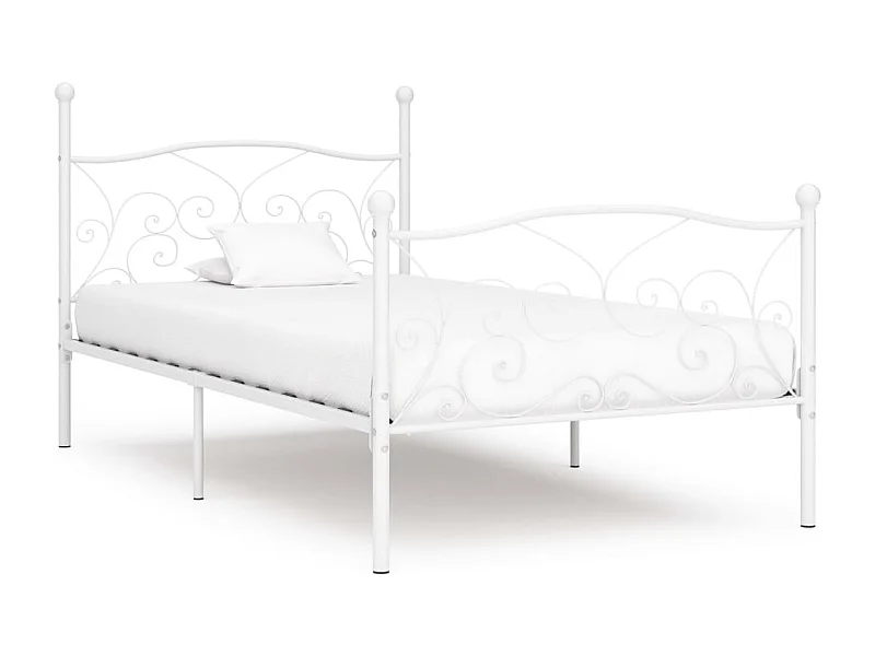 Lit simple | Lit adulte, enfant | Cadre de lit avec sommier à lattes métal 90x200 cm