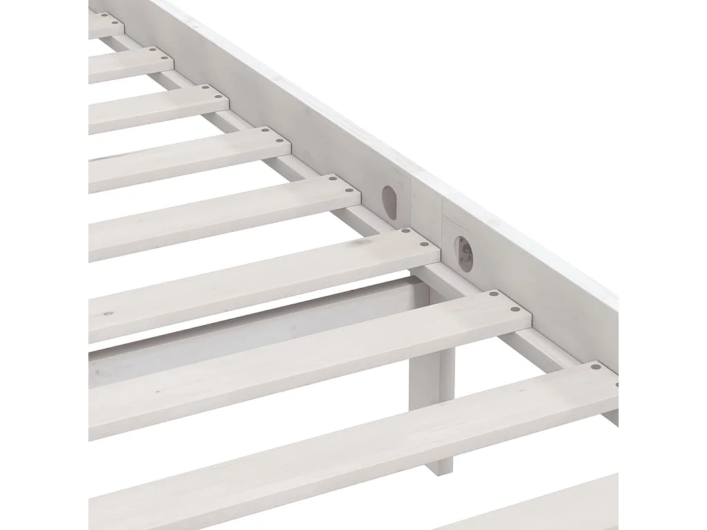 Lit double | Lit adulte | Cadre de lit blanc bois de pin massif 135x190 cm