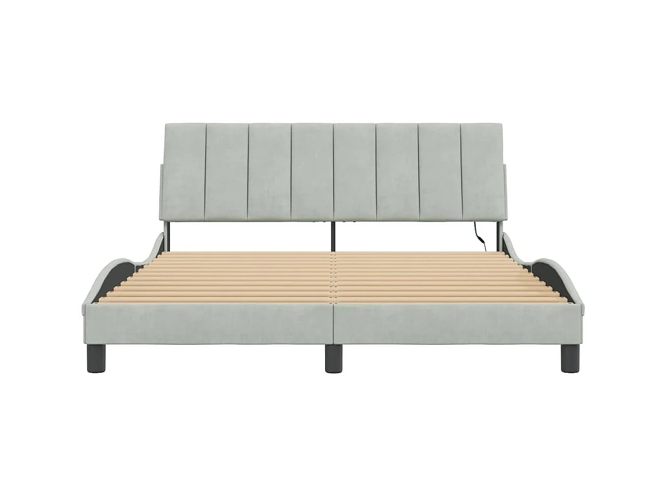 Lit double | Lit adulte | Cadre de lit avec LED gris clair 160x200cm velours