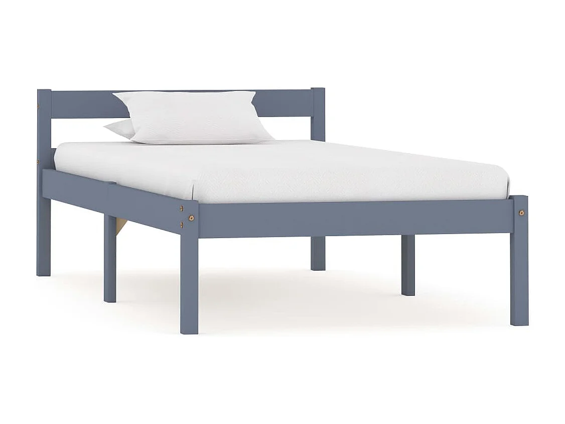 Lit simple | Lit adulte, enfant | Cadre de lit gris bois de pin massif 90x200 cm