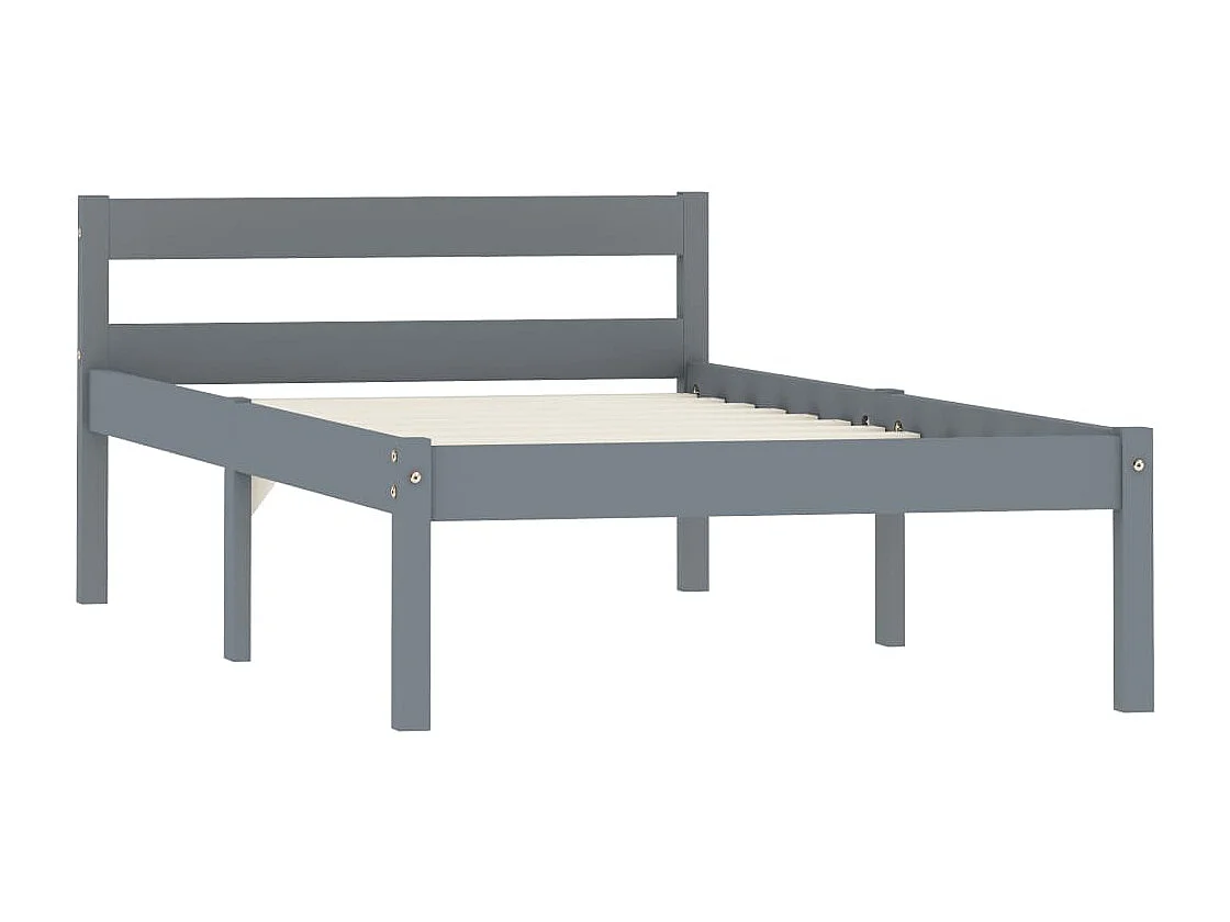 Lit simple | Lit adulte, enfant | Cadre de lit gris bois de pin massif 90x200 cm