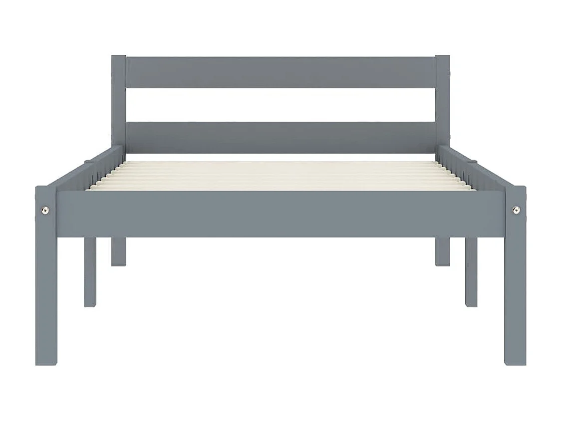 Lit simple | Lit adulte, enfant | Cadre de lit gris bois de pin massif 90x200 cm