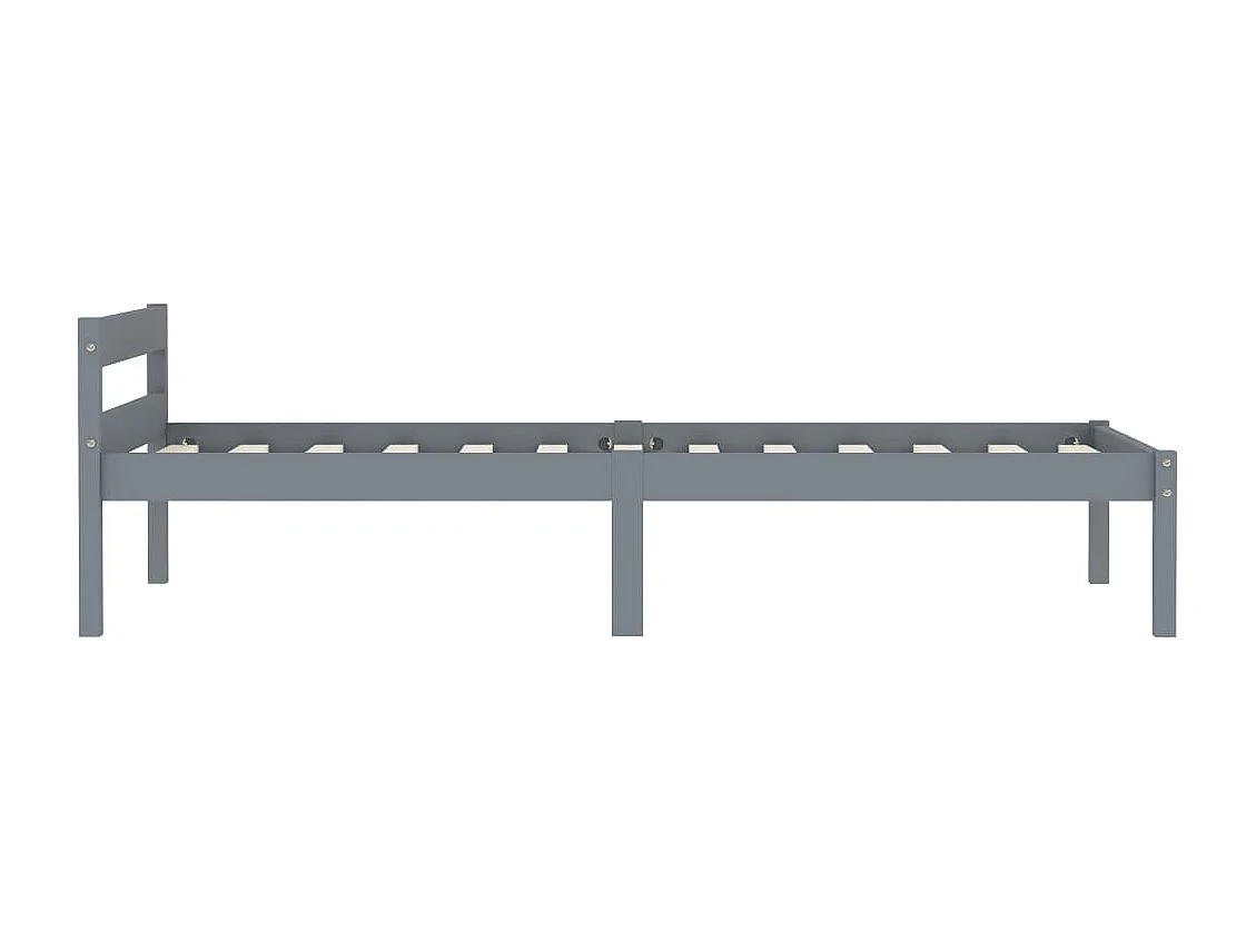 Lit simple | Lit adulte, enfant | Cadre de lit gris bois de pin massif 90x200 cm