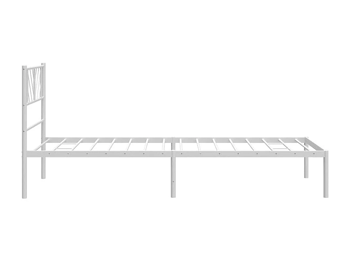 Lit simple | Lit adulte, enfant | Cadre de lit métal et tête de lit blanc 100x190 cm