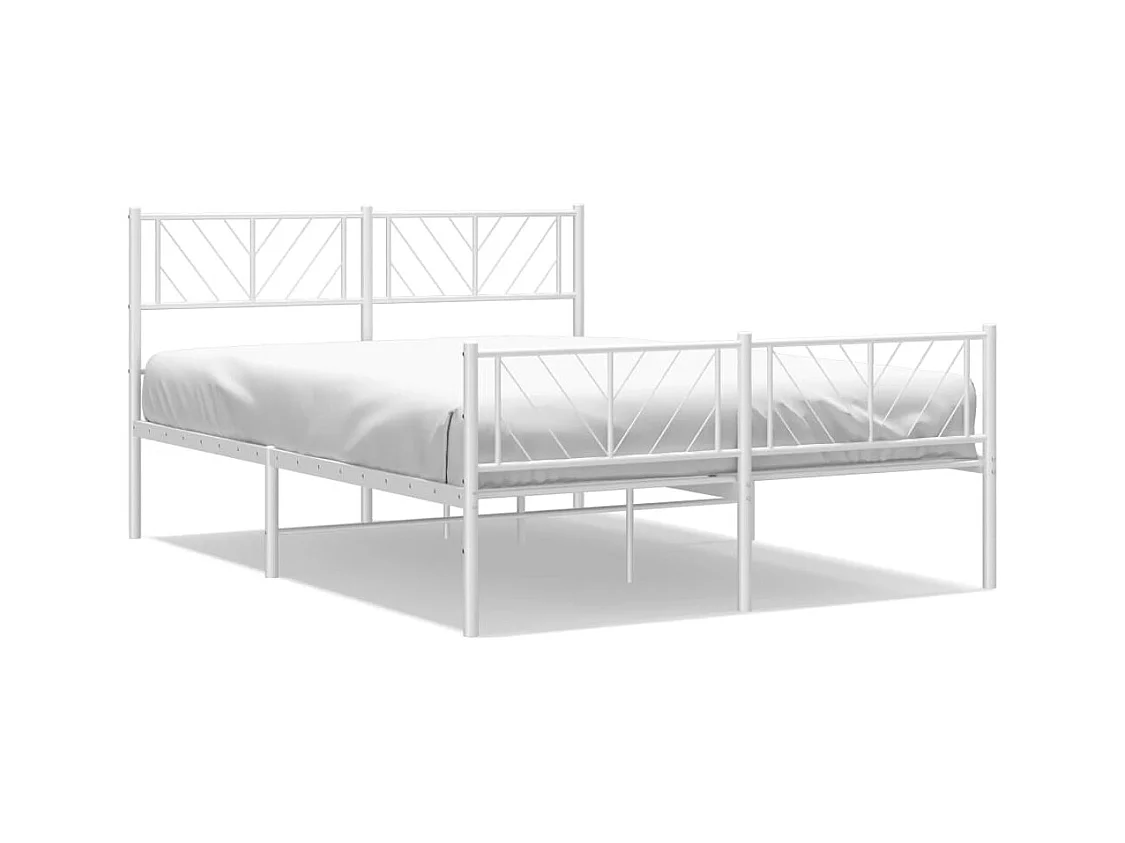 Lit double | Lit adulte | Cadre de lit métal et pied de lit blanc 160x200 cm