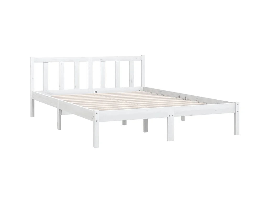 Lit double | Lit adulte | Cadre de lit blanc bois massif 140x190 cm