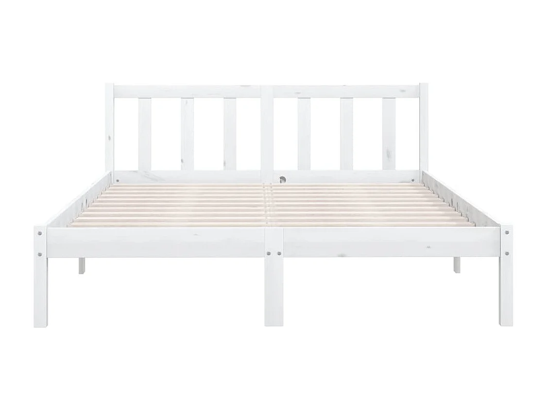 Lit double | Lit adulte | Cadre de lit blanc bois massif 140x190 cm
